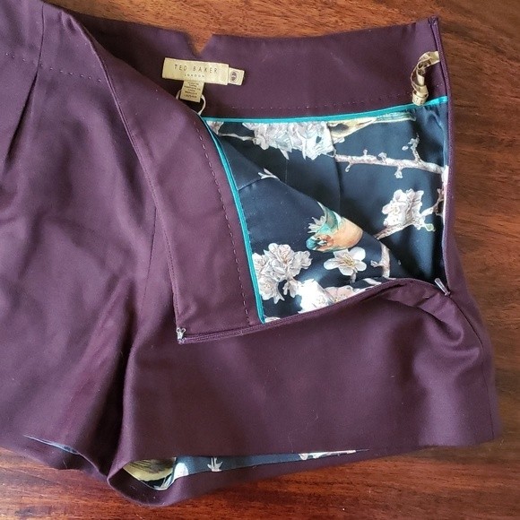TED BAKER LONDON Tailored Shorts Purple Eggplant Wool Crepe - Picture 11 of 14